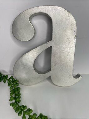 Pottery Barn Letter A Distressed Silver Resin Lower Case Hanging 7”